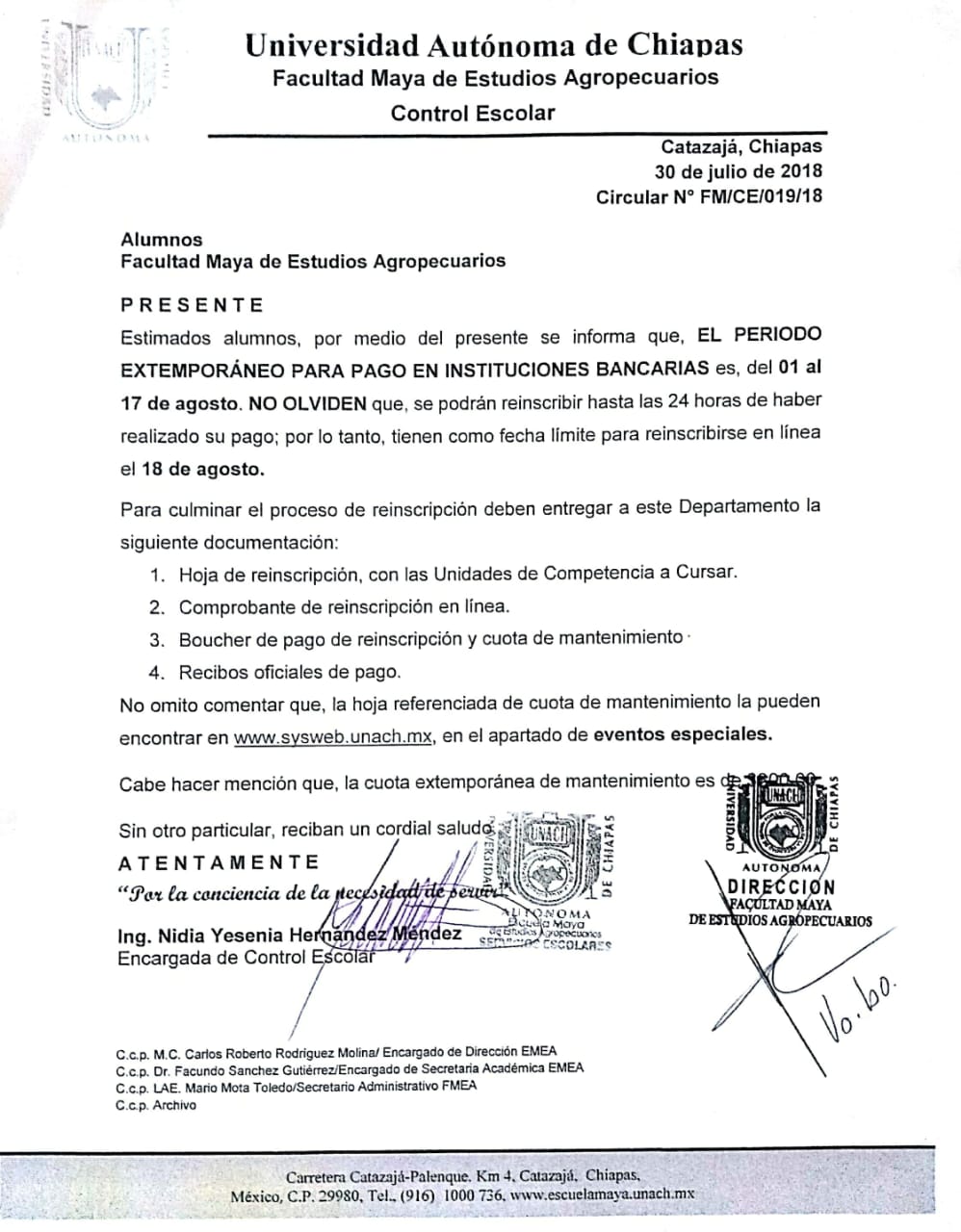 Aviso Alumnos De Nuevo Ingreso