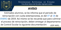 AVISO:  SE LES INFORMA LAS FECHAS DE REINSCRIPCIÓN CON CUOTA EXTEMPORÁNEA