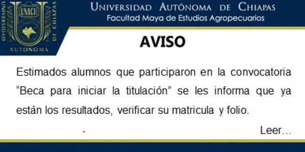 RESULTADOS DE LA CONVOCATORIA BECA PARA INICIAR LA TITULACIÓN 2021