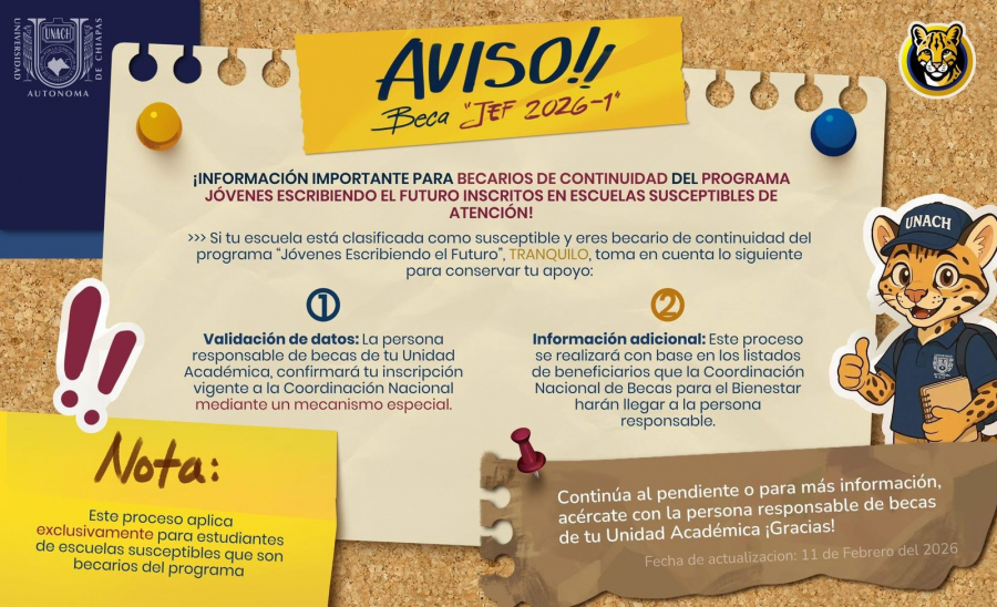 Becarios de CONTINUIDAD Jóvenes Escribiendo el Futuro – JEF pertenecientes a Escuelas Susceptibles de Atención