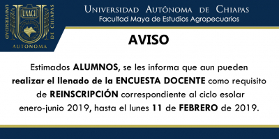 Estimados Alumnos aun pueden ingresar a la página www.encuestadocente.unach.mx