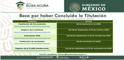 BECA POR HABER CONCLUIDO LA TITULACIÓN